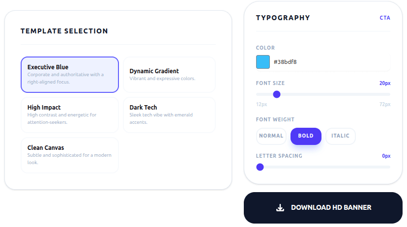 Template customization panel